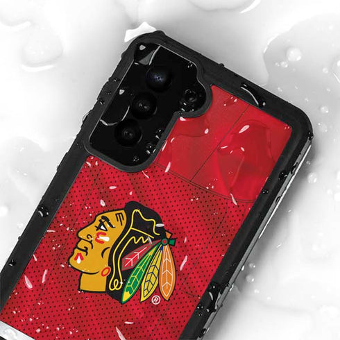 NHL Blackhawks Red Stripes Galaxy S24 Plus Waterproof Case